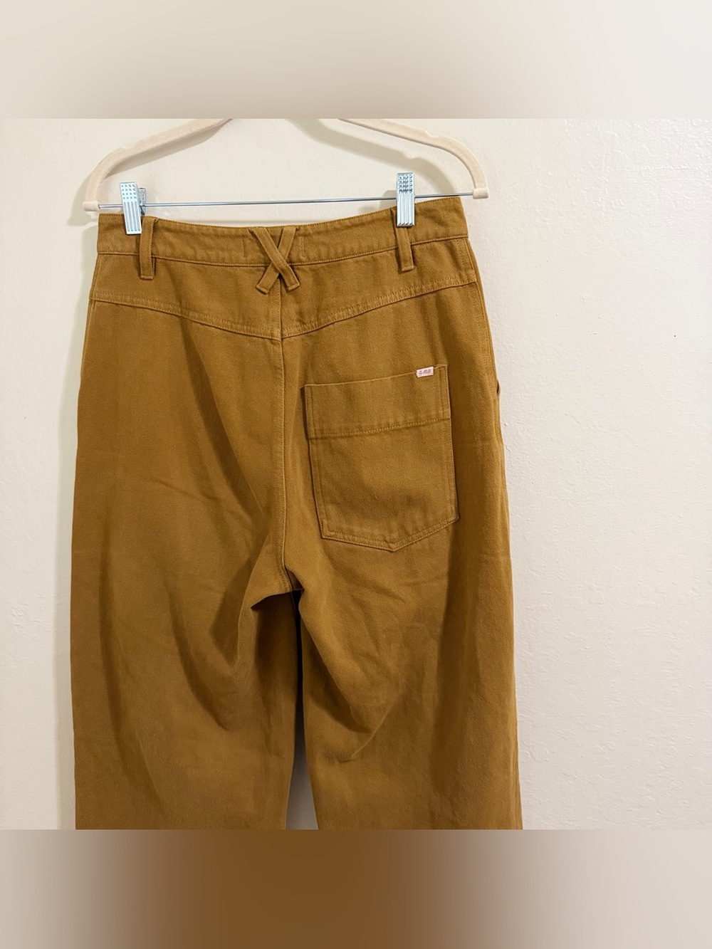 Alex Mill Patrick Washed Denim Wide Leg Pants Golden Khaki Ochre Size 4 Cargo - Picture 12 of 16